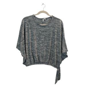 C Est. 1946 Gray Relaxed Blouse with Tie Front & Batwing Sleeves